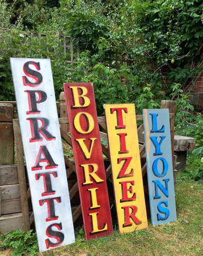 Rustic painted shop signs - shop,