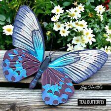 Teal Metal Butterfly Wall Art
