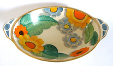 ORIGINAL GRAYS POTTERY OVAL DISH - FLORAL HANDPAINTED, GILT, PATTERN No. 9590.