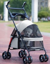 SANON Pet Stroller Dog Pram – Grey – Foldable 4-Wheel Pushchair – NEW