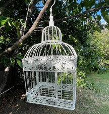Rustic Vintage Cream Bird Cage Basket Plants Display Planter