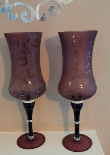 Pair glass giant candle - of,