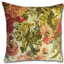 Floral Canvas Cushion, Removeable Cover, Button Fastening, 40x40cm, HANDMADE