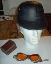 VINTAGE CORKER CRASH HELMET & GOGGLES A/F, SCOOTER, MOTORBIKE LAMBRETTA SKID LID