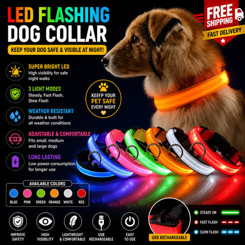 Led dog collar usb - led,