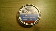 50ml Tin of Clarks High Gloss Wax Shoe Polish - Mid Tan