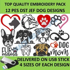 12 Dog PES JEF DST embroidery