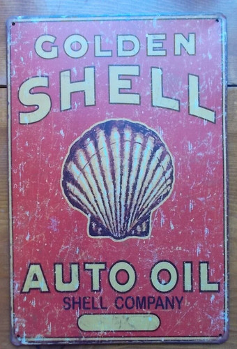 Metal sign golden shell - golden,