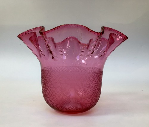 Antique etched cranberry glass - antique,