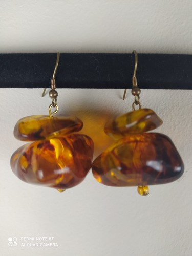 Vintage amber large dangle - vintage,