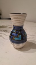 Austrian Vase Vintage Blue And White /Brown Patterned