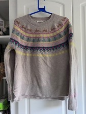 White Stuff Lambswool Nordic Style Xmas Jumper – Beige – UK 12