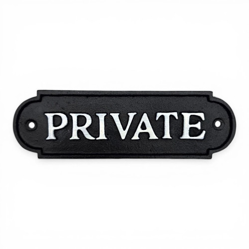 Private door sign cast iron - sign,