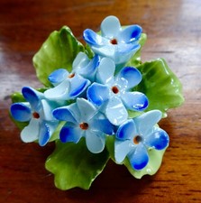 vintage 1950s mid century blue forget me not  flower porcelain brooch -332