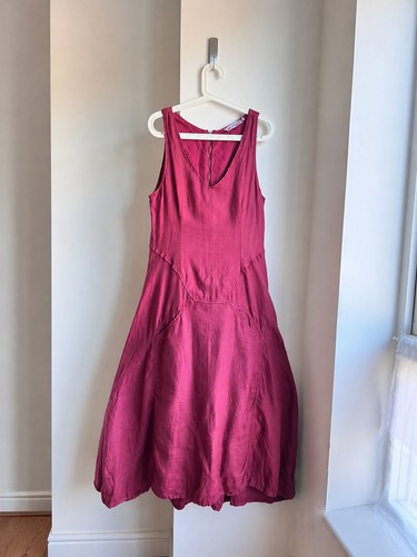 Vintage red 100 linen maxi - linen,