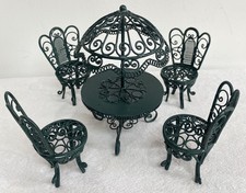 Dolls House Table & Chairs Metal Garden Conservatory 12th Scale Furniture Set 