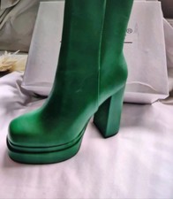 New green platform ankle boots