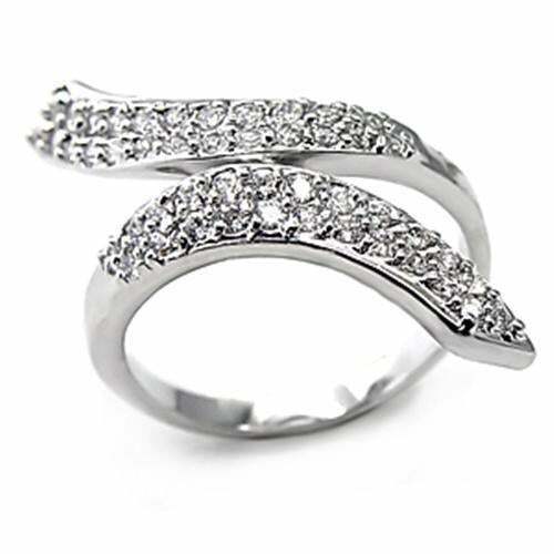 Ladies silver snake ring pave