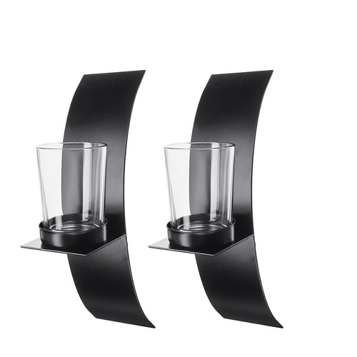 Pair metal wall candle - of,