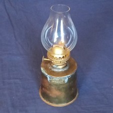 VINTAGE BRASS SHIPS LAMP, J.W. SEARBY & SON LOWESTOFT, WITH GLASS SHADE
