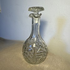 Vintage Cut or Moulded Glass Vinegar Bottle with Original Stopper 15.5cm Tall