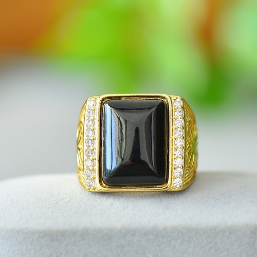 Gold plated ring natural - ring, green