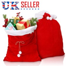 Large Red Santa Sack Father Christmas Drawst Bag Xmas Stocking Party Gift Bags