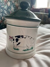 Vintage Hornsea 1991 pig canister with green lid , farmyard collection