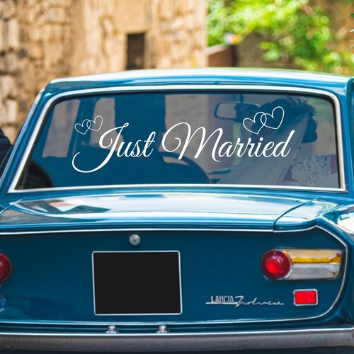 Just married car sticker - just,