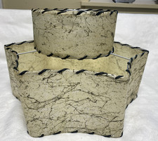 Vintage Mid Century Modern Fiberglass Two Tier Stitch Lamp Shade -EXCELLENT