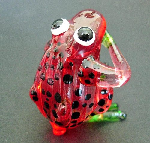 Red blown glass - red, spotted