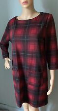 Primark Womens Tartan Shift Dress Front Pockets U.K. Size 10 Red Mix BNWOT
