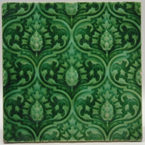 Antique fireplace tile green - tile,