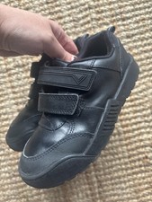 M&S BOYS Kids Black  SCHOOL Shoes velco Size UK 12 INFANT scuffs resistant 