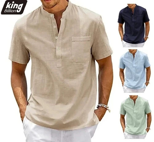 Men cotton linen shirt - linen,