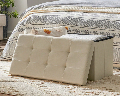 White foldable linen storage - white,