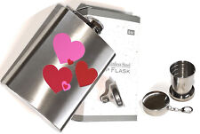Stainless Steel Hip Flask, Christmas & Birthday Gift, 8 oz - Love Hearts