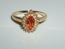 ** 18CT GOLD CEYLON PADPARADSCHA SAPPHIRE + DIAMOND RING HALO DESIGN * BRAND NEW