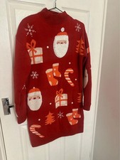 Next Red Santa Christmas Jumper Dress - Size 14 (Girls) / UK 8 (Women's)