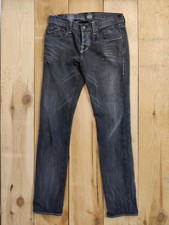 ROCK & REPUBLIC BLACK JEANS W34 L35 LONG SLIM STRAIGHT LEG DENIM BUTTON FLY MENS