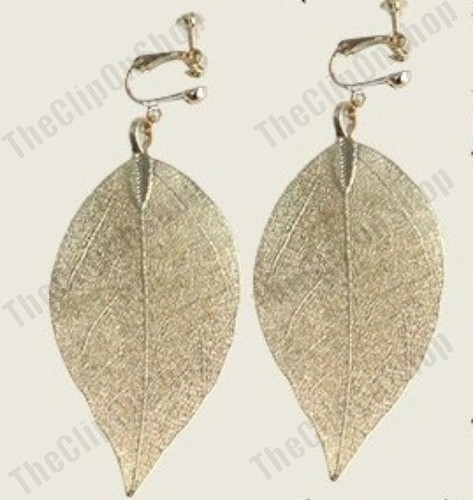 Clip 7cm long leaf - clip, earrings