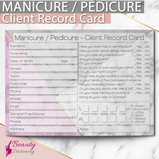 Manicure Pedicure Nail Care Client Record Card Form Treatment Nail Salon Bar A6