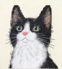 BLACK and WHITE CAT KITTEN Full counted cross stitch kit Fido Stitch Studio