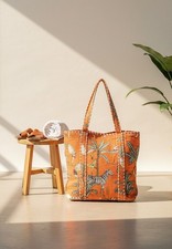 Indian Tote Bags Quilted Handmade Cotton Block Large Shoulder Shopping Bag Women