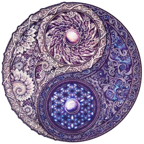 Wooden mandala yin yang - wooden, yin-yang