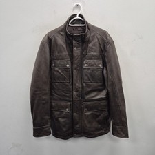 Hugo Boss Gonzano Brown Lamb Leather Heavy Coat Jacket Size Uk 50 Men's