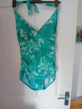Green swimsuit with white pattern size 20 by Bonmarche good condition