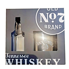 EMPTY 5cl Jack Daniel's Old No. 7 Miniature Bottle & 3oz S/Steel Flask Gift Set