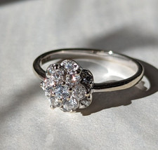 Vintage 90s 9ct White Gold CZ