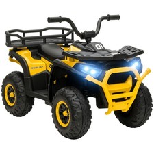 AIYAPLAY 12V Kids Quad Bike w/ 4 Suspension Wheels, for 3-5 Years, Yellow